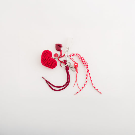 Charm Multi Keychain Woman Keyring Metal/Plastic Red