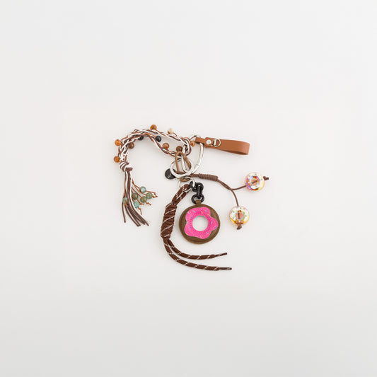 Charm Multi Keychain Woman Keyring Metal/Plastic Tan